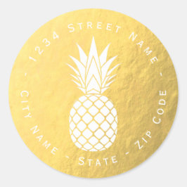 Imitate Gold Foil Ananas Rücksendeadresse Runder Aufkleber
