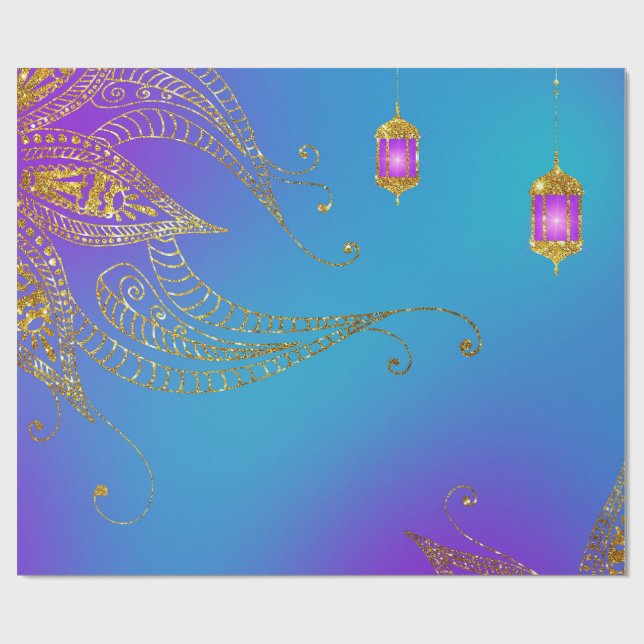 Imitate Gold Foil Arabian Bollywood Geschenkpapier (Flach)