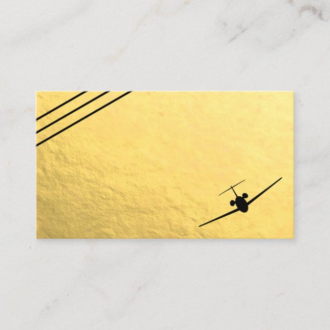 Imitate Gold Foil Black Jet Aviation Business Card Visitenkarte (Vorderseite)