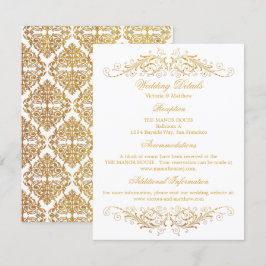 Imitate Gold Foil Blüh Damask Hochzeitsdetails Einladung