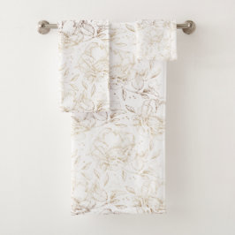 Imitate Gold Foil Blumen Hand Drawn Elegante Badhandtuch Set