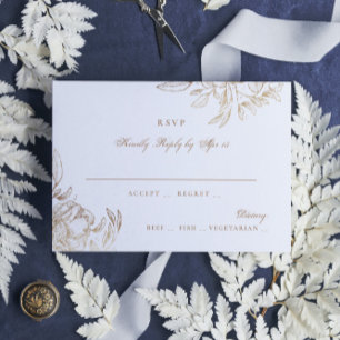 Imitate Gold Foil Blumen Hand Drawn Elegante Hochz RSVP Karte