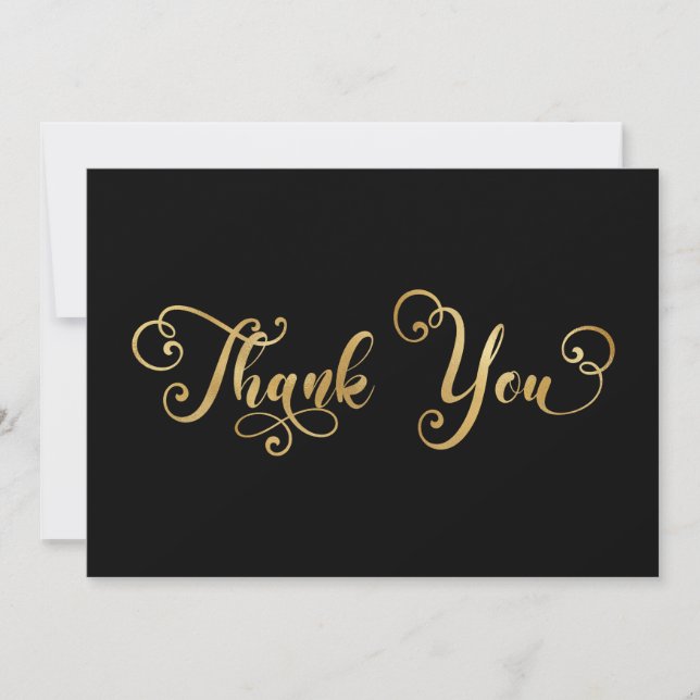 Imitate Gold Foil Calligrafy Decorative Black Dankeskarte (Vorderseite)