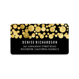 Imitate Gold Foil Confetti Black Adressaufkleber