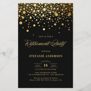 Imitate Gold Foil Confetti Black Retirement Einlad