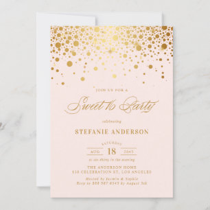 Imitate Gold Foil Confetti Blush Sweet 16 Party Einladung