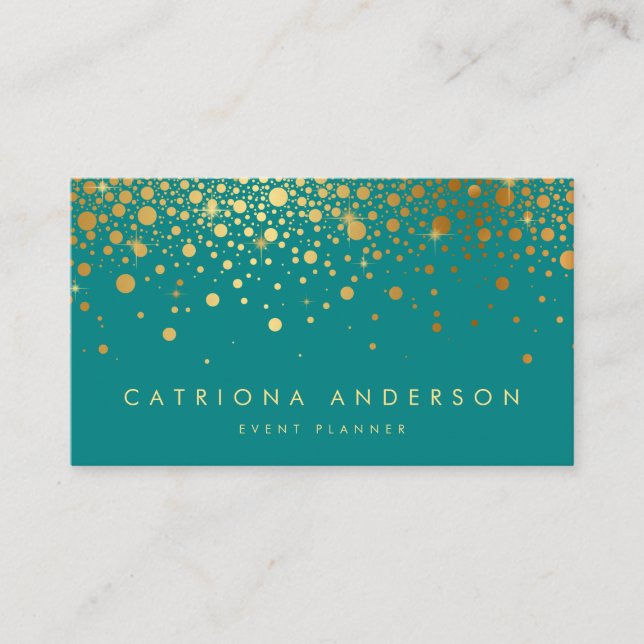 Imitate Gold Foil Confetti Business Card | AQUAMAR Visitenkarte (Vorderseite)
