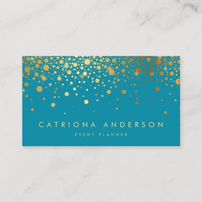 Imitate Gold Foil Confetti Business Card | AQUAMAR Visitenkarte (Vorderseite)
