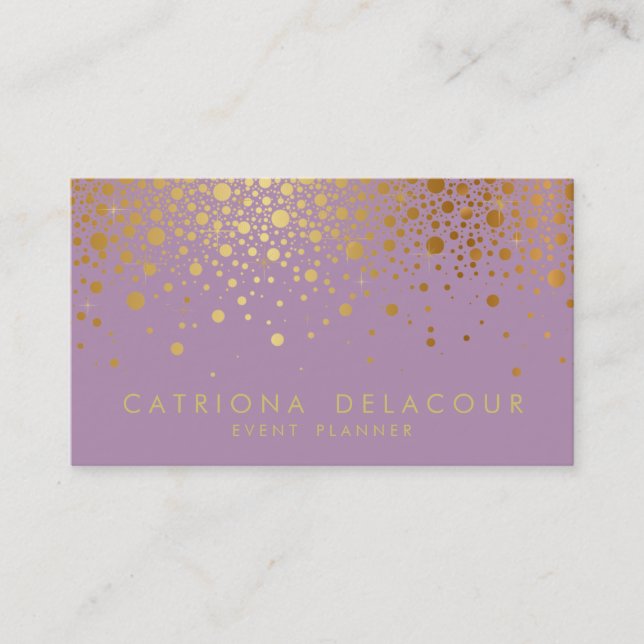 Imitate Gold Foil Confetti Business Card | Lilac Visitenkarte (Vorderseite)
