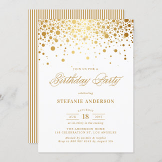 Imitate Gold Foil Confetti Dots Geburtstag Einladung