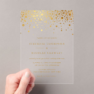 Imitate Gold Foil Confetti Dots Hochzeit Acryleinladungen
