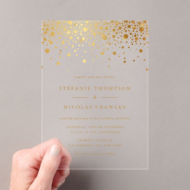 Imitate Gold Foil Confetti Dots Hochzeit Acryleinladungen (Insitu (Handheld))