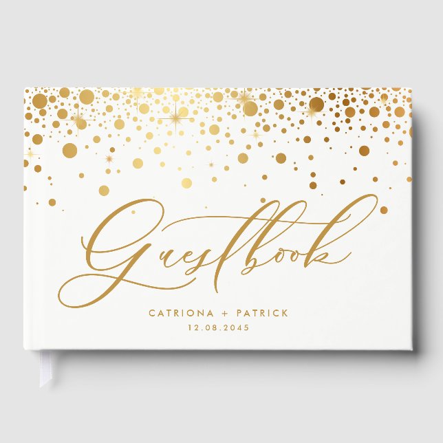 Imitate Gold Foil Confetti Dots Hochzeit Gästebuch (Vorderseite)