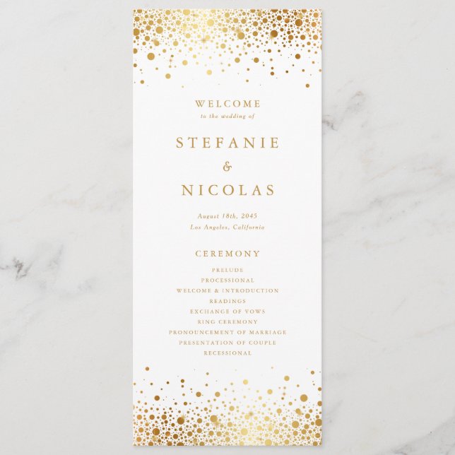 Imitate Gold Foil Confetti Dots Hochzeit Programm (Vorderseite)
