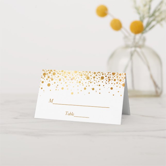Imitate Gold Foil Confetti Dots Hochzeitstisch Platzkarte (Vorderseite)