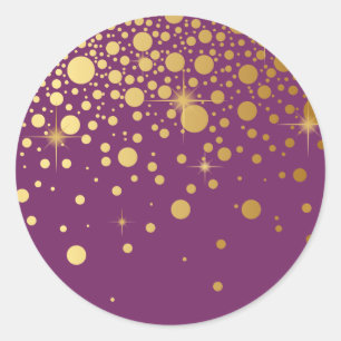 Imitate Gold Foil Confetti Dots Lila Sticker