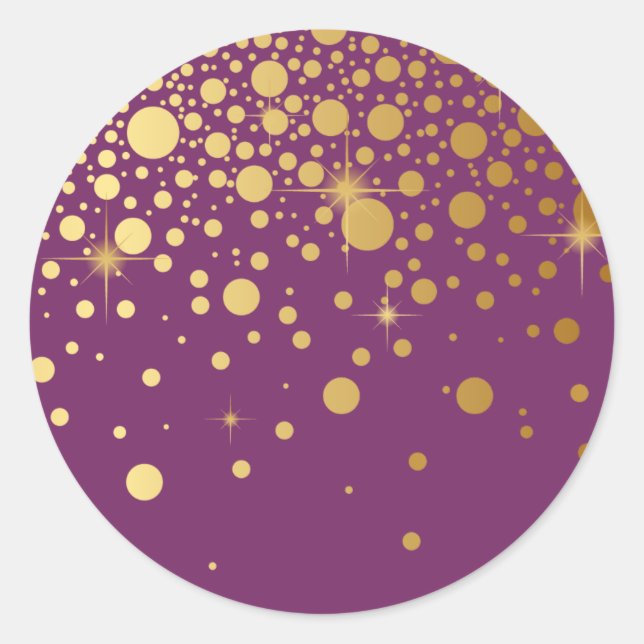 Imitate Gold Foil Confetti Dots Lila Sticker (Vorderseite)