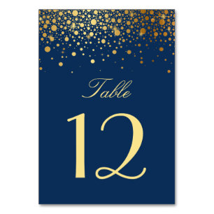 Imitate Gold Foil Confetti Dots Navy Blue Tischnummer