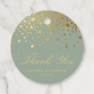 Imitate Gold Foil Confetti Dots Seite Grün Vielen Geschenkanhänger