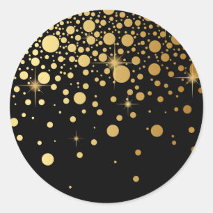 Imitate Gold Foil Confetti Dots Sticker   Schwarz