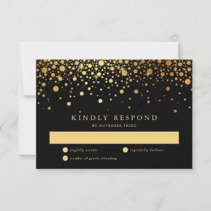 Imitate Gold Foil Confetti Dots Wedding RSVP Card