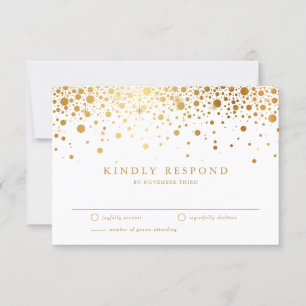 Imitate Gold Foil Confetti Dots Wedding RSVP Card Karte