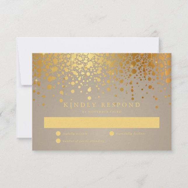 Imitate Gold Foil Confetti Dots Wedding RSVP Card  Karte (Vorderseite)