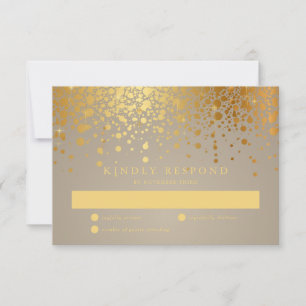 Imitate Gold Foil Confetti Dots Wedding RSVP Card  Karte