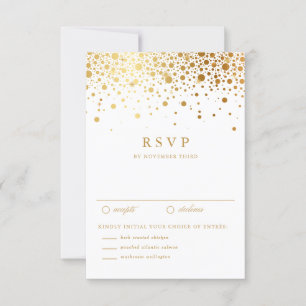 Imitate Gold Foil Confetti Dots Wedding RSVP Card Karte