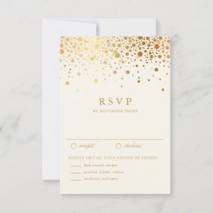 Imitate Gold Foil Confetti Dots Wedding RSVP   Elf
