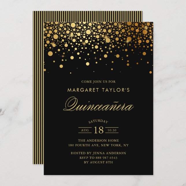 Imitate Gold Foil Confetti Einladung (Vorne/Hinten)