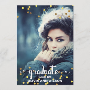 Imitate Gold Foil Confetti Foto Graduation Party Einladung