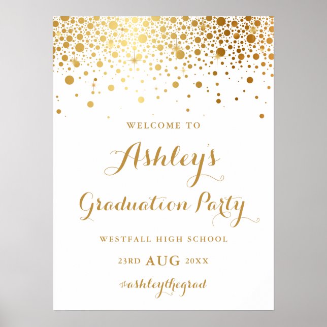 Imitate Gold Foil Confetti Graduation Party Poster (Vorne)