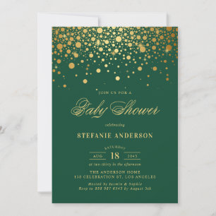 Imitate Gold Foil Confetti Green Baby Dusche Einladung