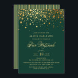 Imitate Gold Foil Confetti Green Bar Mitzvah Einladung<br><div class="desc">Mit dieser eleganten grünen und goldenen Einladung laden Sie Familie und Freunde zur Bar Mitzvah Ihres Sohnes ein. Es zeigt Imitate goldene Konfetti Punkte und Streifen Muster. Personalisieren Sie diese durch Hinzufügen von Namen,  Datum,  Uhrzeit,  Veranstaltungsort und anderen Veranstaltungsdetails. Matching-Elemente sind verfügbar.</div>