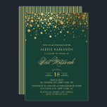 Imitate Gold Foil Confetti Green Bat Mitzvah Einladung<br><div class="desc">Mit dieser eleganten goldenen und dunkelgrünen Einladung laden Sie Familie und Freunde zum Bat Mitzvah Ihrer Tochter ein. Es zeigt Imitate goldene Konfetti Punkte und Streifen Muster. Personalisieren Sie diese durch Hinzufügen von Namen,  Datum,  Uhrzeit,  Veranstaltungsort und anderen Veranstaltungsdetails. Matching-Elemente sind verfügbar.</div>