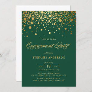Imitate Gold Foil Confetti Grüne Engagement Partei Einladung