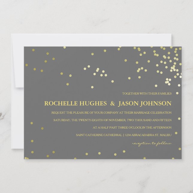Imitate Gold Foil Confetti Hochzeit Ankündigung (Vorderseite)