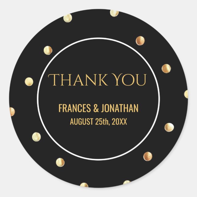Imitate Gold Foil Confetti | Hochzeit Vielen Dank  Runder Aufkleber (Vorderseite)