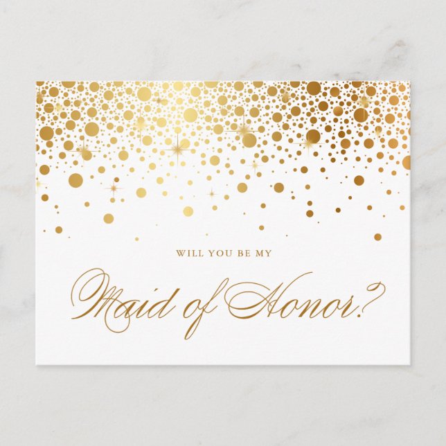 Imitate Gold Foil Confetti | Meine Trauzeugin Einladungspostkarte (Vorderseite)