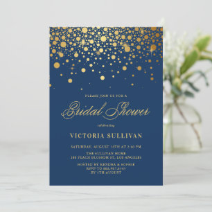 Imitate Gold Foil Confetti Navy Blue Brautparty Einladung