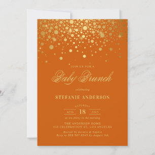 Imitate Gold Foil Confetti Orange Baby Brunch Einladung