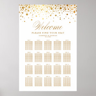 Imitate Gold Foil Confetti Weißer Hochzeitsplan Poster