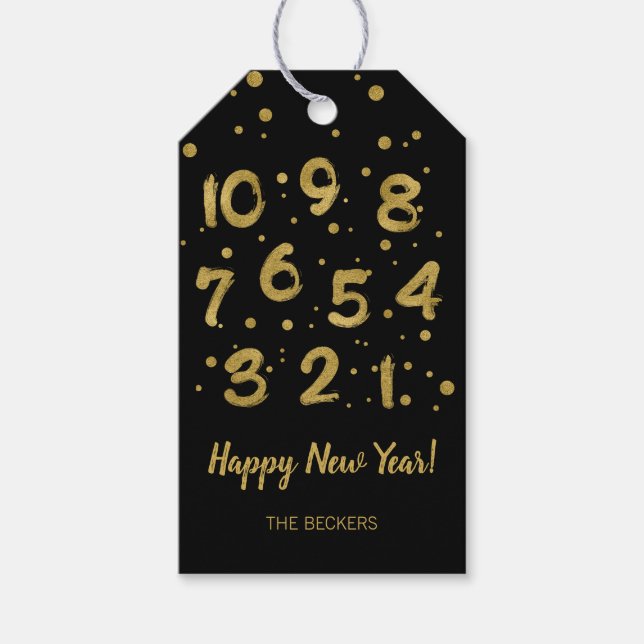 Imitate Gold Foil Countdown Happy New Year Gift Ta Geschenkanhänger (Vorderseite)