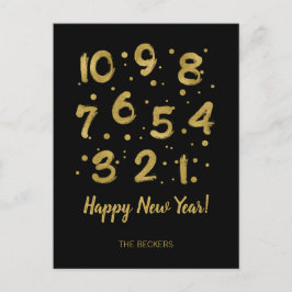 Imitate Gold Foil Countdown Neujahr Postkarte