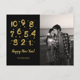 Imitate Gold Foil Countdown Neujahrs Foto Postkart Feiertagspostkarte
