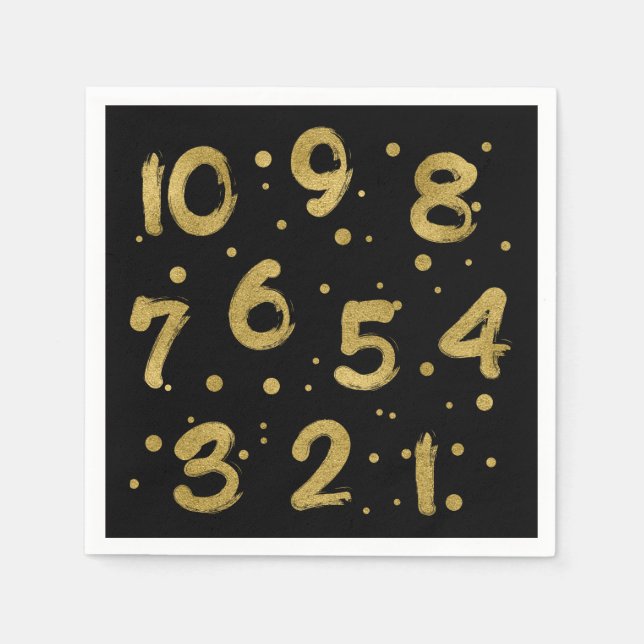 Imitate Gold Foil Countdown Neujahrszeitung Napkin Serviette (Vorderseite)