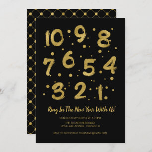 Imitate Gold Foil Countdown Silvester Party Card Einladung