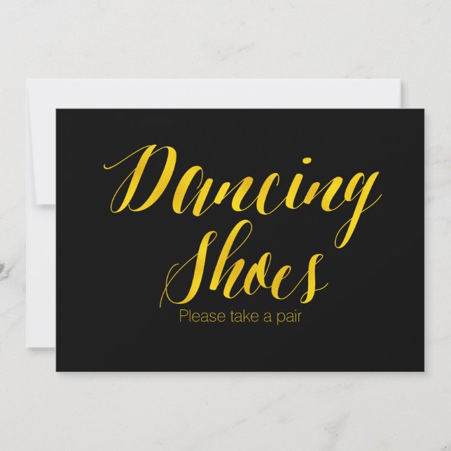 Imitate Gold Foil "Dancing Shoes" Chic Wedding Sig Einladung (Vorderseite)