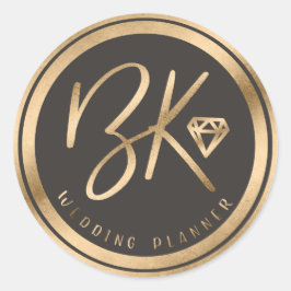 Imitate Gold Foil Diamond & Black Custom Company L Runder Aufkleber